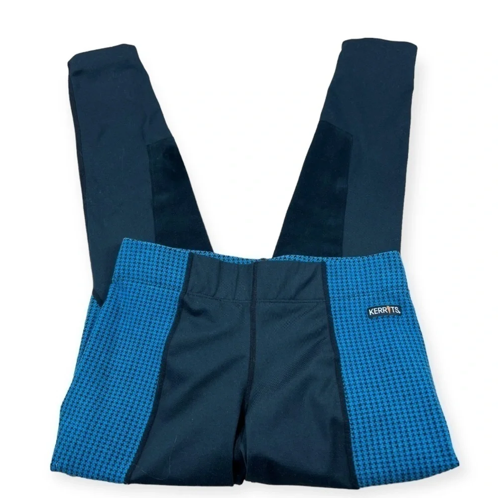 Kerrits Knee Patch Performance Tight Houndstooth Teal Black Junior Medium
